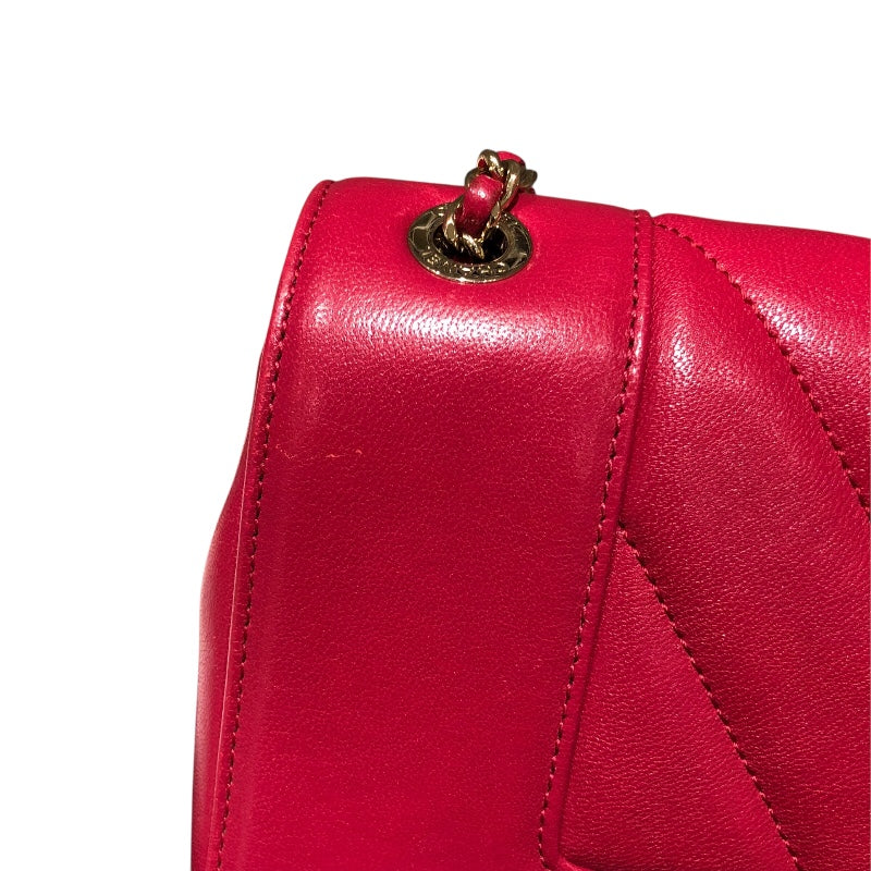 シャネル CHANEL マドモアゼルVステッチチェーンショルダー ピンクパープルGD金具 カーフ レディース ショルダーバッグ