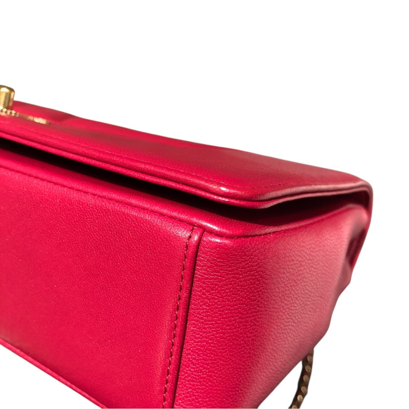 シャネル CHANEL マドモアゼルVステッチチェーンショルダー ピンクパープルGD金具 カーフ レディース ショルダーバッグ