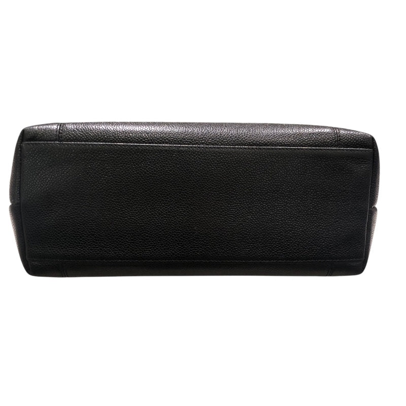 シャネル CHANEL ロゴショルダーバッグ ブラック/ＧＤー金具 キャビアスキン レディース ショルダーバッグ