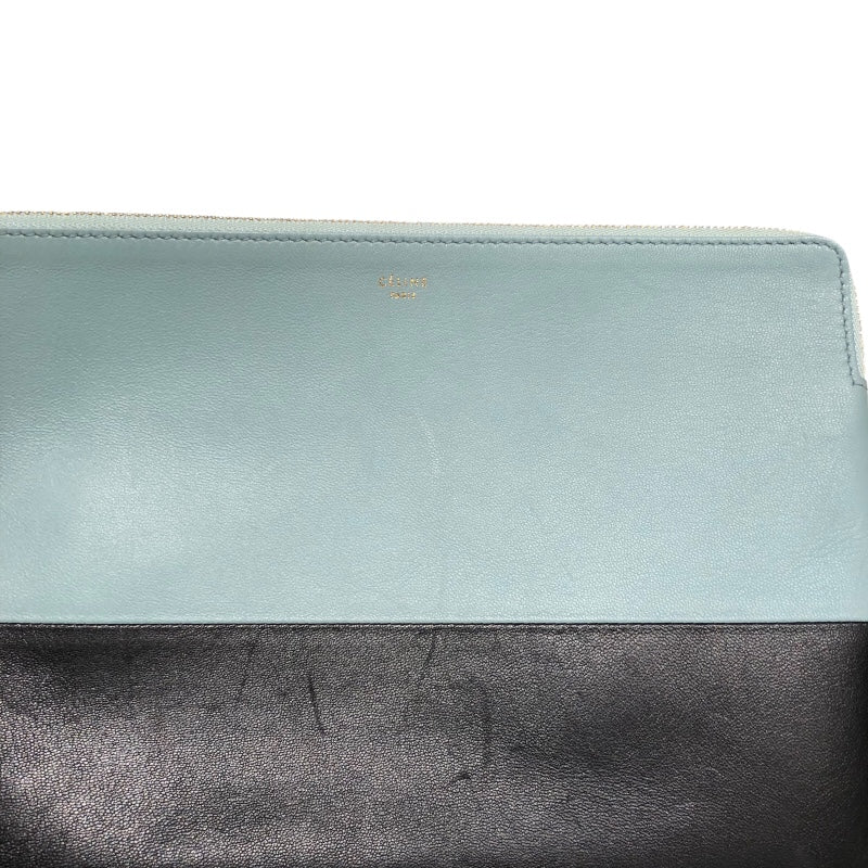 セリーヌ CELINE ソロクラッチ ブラック・ライトブルー レザー レディース クラッチバッグ