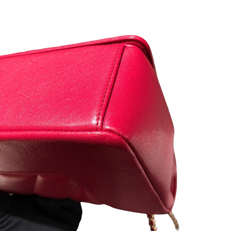 シャネル CHANEL マドモアゼルVステッチチェーンショルダー ピンクパープルGD金具 カーフ レディース ショルダーバッグ