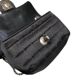 シャネル CHANEL チョコバーメイクアップチェーンショルダーバッグ ブラック シルバー金具 シルクサテン レディース ショルダーバッグ