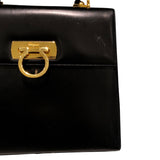 サルヴァトーレ・フェラガモ Salvatore Ferragamo ガンチーニ２wayバッグ 210536 ブラックGD金具 ボックスカーフ レディース ハンドバッグ
