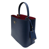 プラダ PRADA パニエハンドバッグ 1BA211 ブルーニュイ GD金具 サファイアーレザー レディース ハンドバッグ