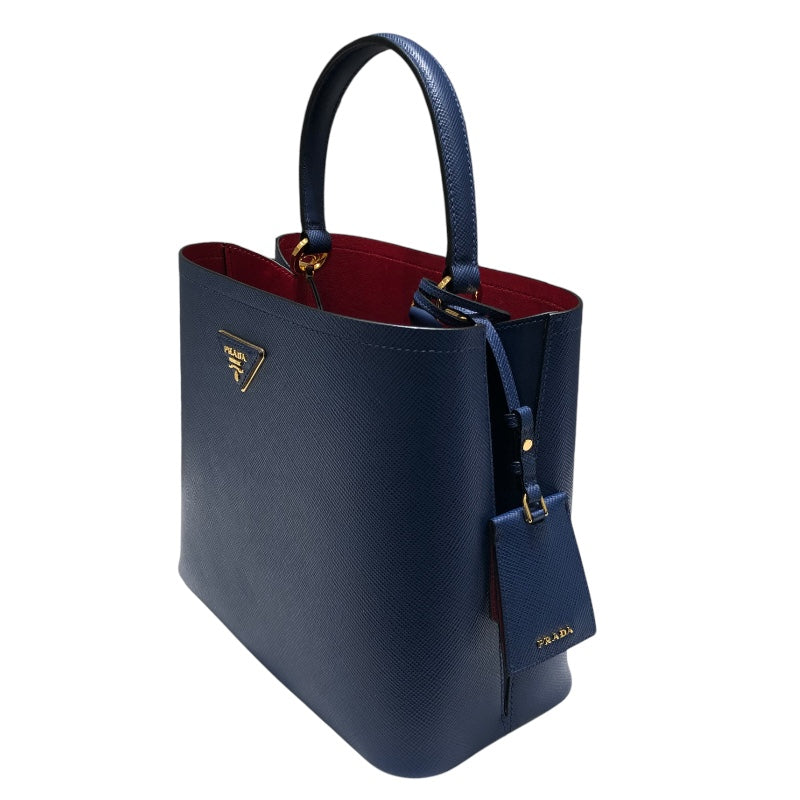 プラダ PRADA パニエハンドバッグ 1BA211 ブルーニュイ GD金具 サファイアーレザー レディース ハンドバッグ