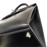 エルメス HERMES ケリー28　外縫い □I刻 ブラックSV金具 ボックスカーフ レディース ハンドバッグ