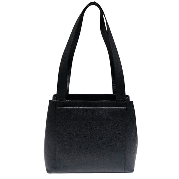 シャネル CHANEL ロゴショルダーバッグ ブラック/ＧＤー金具 キャビアスキン レディース ショルダーバッグ