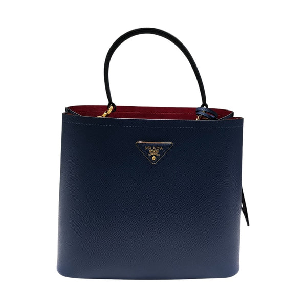プラダ PRADA パニエハンドバッグ 1BA211 ブルーニュイ GD金具 サファイアーレザー レディース ハンドバッグ