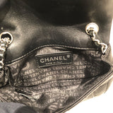 シャネル CHANEL チョコバーメイクアップチェーンショルダーバッグ ブラック シルバー金具 シルクサテン レディース ショルダーバッグ