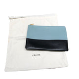 セリーヌ CELINE ソロクラッチ ブラック・ライトブルー レザー レディース クラッチバッグ