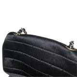 シャネル CHANEL チョコバーメイクアップチェーンショルダーバッグ ブラック シルバー金具 シルクサテン レディース ショルダーバッグ