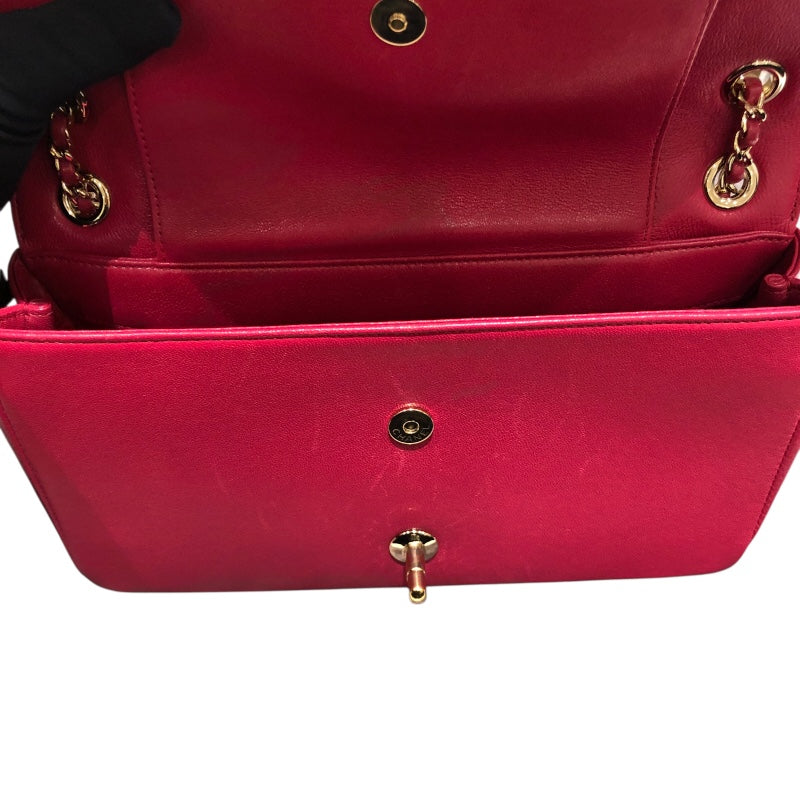 シャネル CHANEL マドモアゼルVステッチチェーンショルダー ピンクパープルGD金具 カーフ レディース ショルダーバッグ