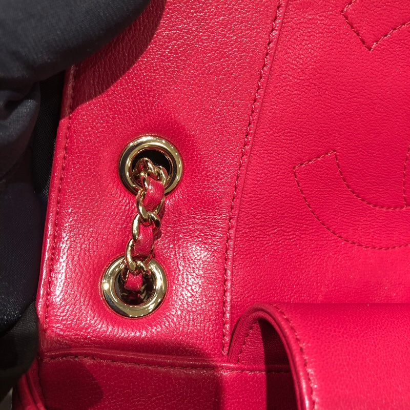 シャネル CHANEL マドモアゼルVステッチチェーンショルダー ピンクパープルGD金具 カーフ レディース ショルダーバッグ