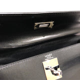 エルメス HERMES ケリー28　外縫い □I刻 ブラックSV金具 ボックスカーフ レディース ハンドバッグ
