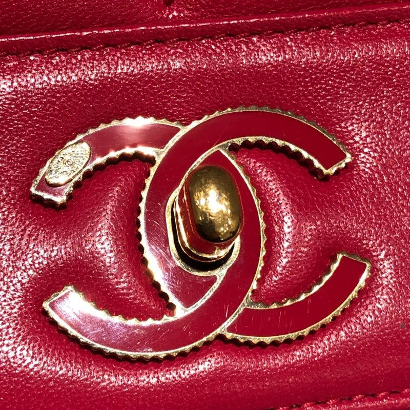 シャネル CHANEL マドモアゼルVステッチチェーンショルダー ピンクパープルGD金具 カーフ レディース ショルダーバッグ