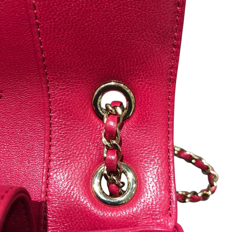 シャネル CHANEL マドモアゼルVステッチチェーンショルダー ピンクパープルGD金具 カーフ レディース ショルダーバッグ
