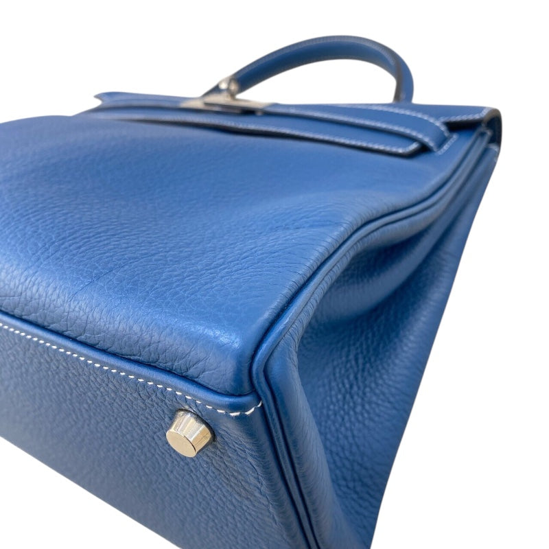 エルメス HERMES ケリー32 内縫い □F刻 ブルータラサ/SV金具 トゴ レディース ハンドバッグ