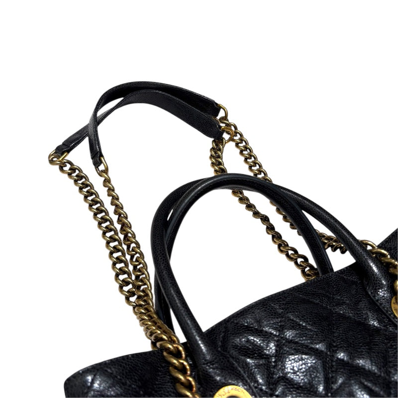 シャネル CHANEL 2WAYチェーントートバッグ A67155 ブラック GD金具 キャビアスキン レディース ハンドバッグ