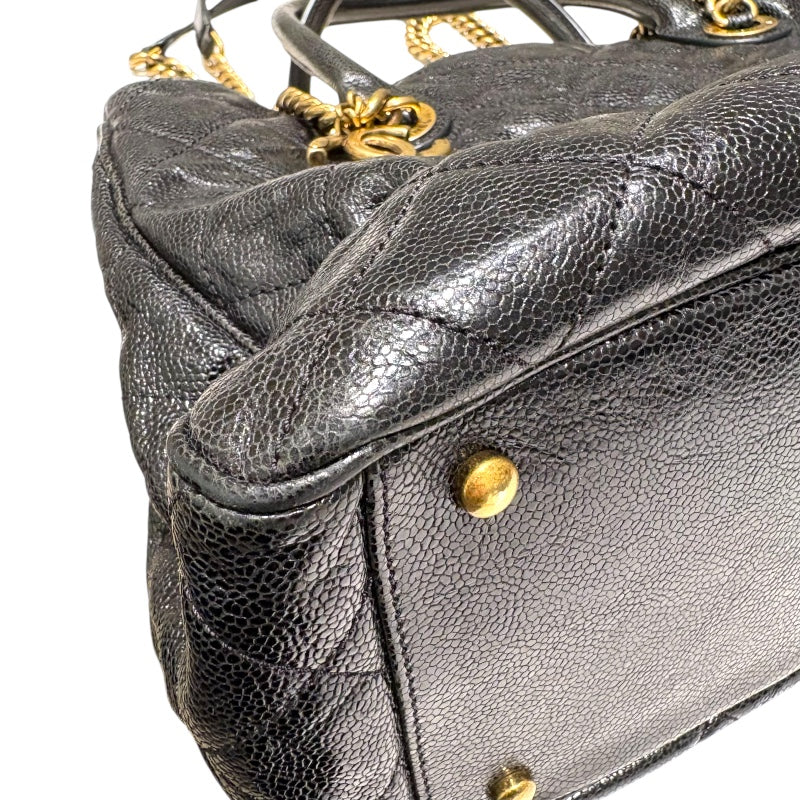 シャネル CHANEL 2WAYチェーントートバッグ A67155 ブラック GD金具 キャビアスキン レディース ハンドバッグ