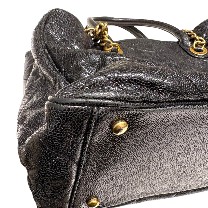 シャネル CHANEL 2WAYチェーントートバッグ A67155 ブラック GD金具 キャビアスキン レディース ハンドバッグ