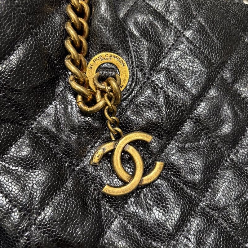 シャネル CHANEL 2WAYチェーントートバッグ A67155 ブラック GD金具 キャビアスキン レディース ハンドバッグ