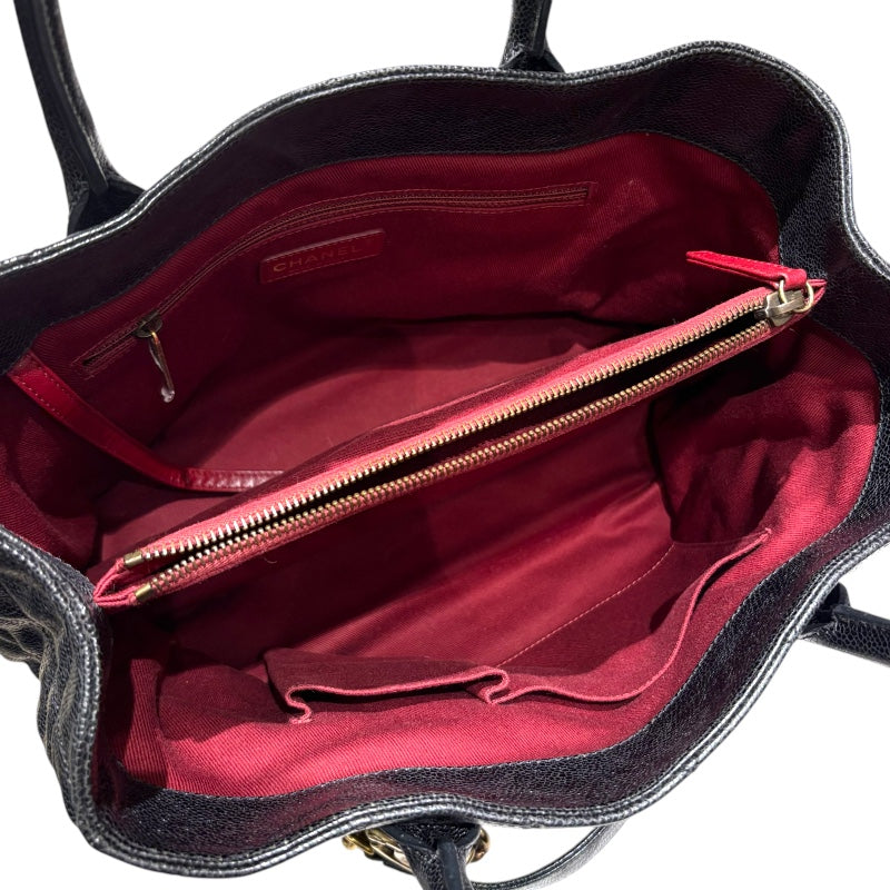 シャネル CHANEL 2WAYチェーントートバッグ A67155 ブラック GD金具 キャビアスキン レディース ハンドバッグ