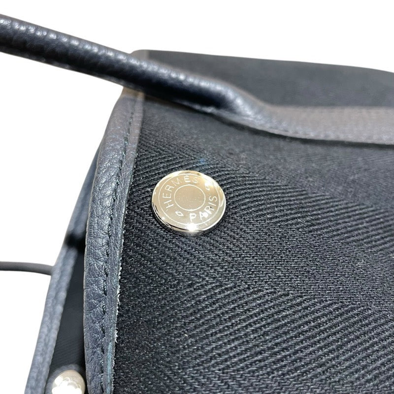 エルメス HERMES ガーデンパーティTPM Z刻 ブラック・ブルーインディゴ　SV金具 トワル・ネゴンダ レディース トートバッグ