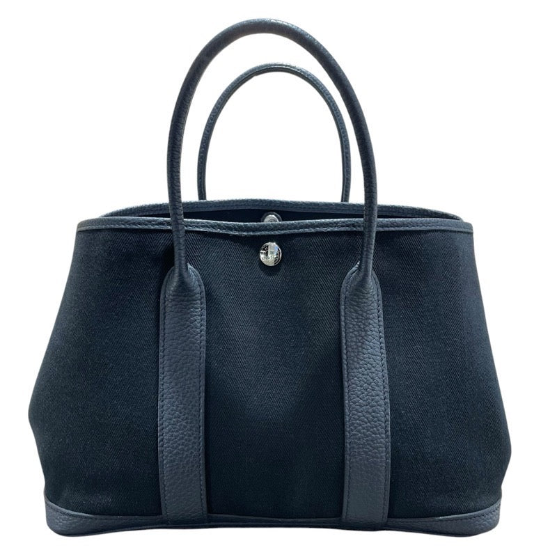 エルメス HERMES ガーデンパーティTPM Z刻 ブラック・ブルーインディゴ　SV金具 トワル・ネゴンダ レディース トートバッグ