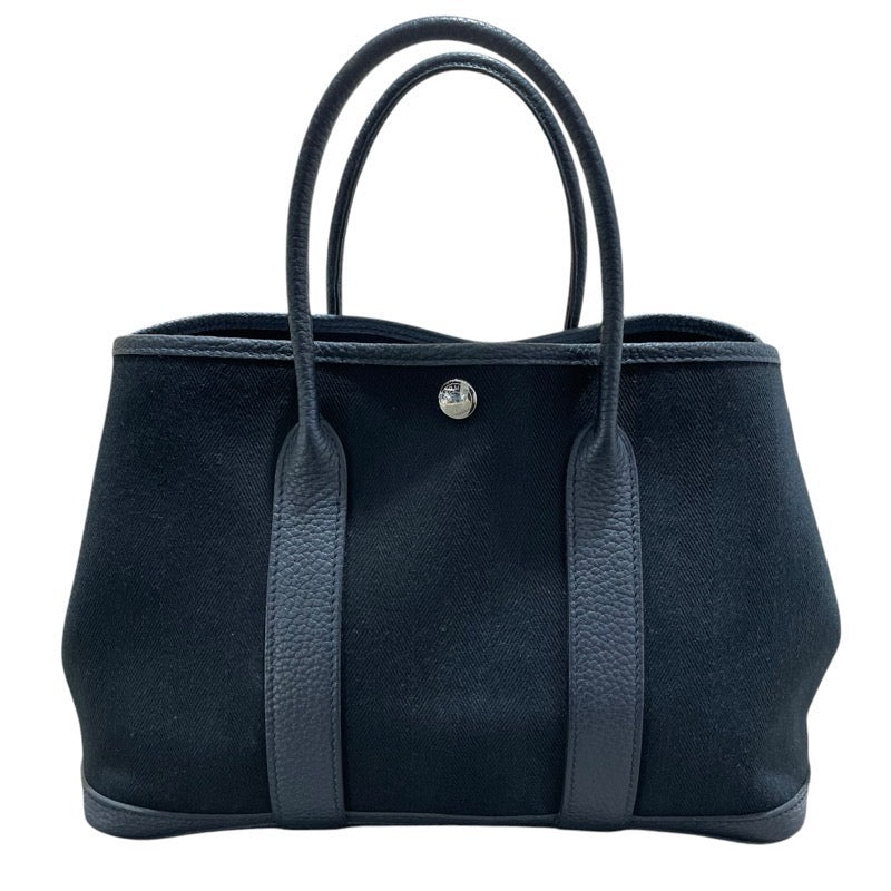 エルメス HERMES ガーデンパーティTPM Z刻 ブラック・ブルーインディゴ　SV金具 トワル・ネゴンダ レディース トートバッグ