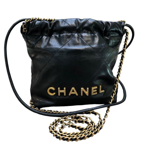 シャネル CHANEL CHANEL22ミニ AS3980 ブラック x ゴールド金具 シャイニーカーフ レディース ショルダーバッグ