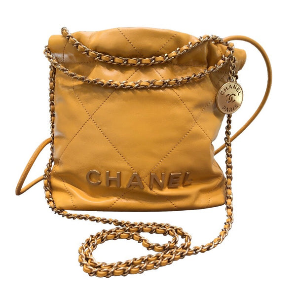 シャネル CHANEL CHANEL22 ミニバッグ AS3980 イエロー ゴールド金具 シャイニーカーフ レディース ショルダーバッグ