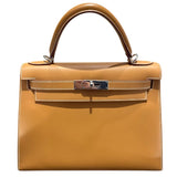 エルメス HERMES ケリー28 □G刻 ナチュラル　SV金具 シャモニー レディース ショルダーバッグ