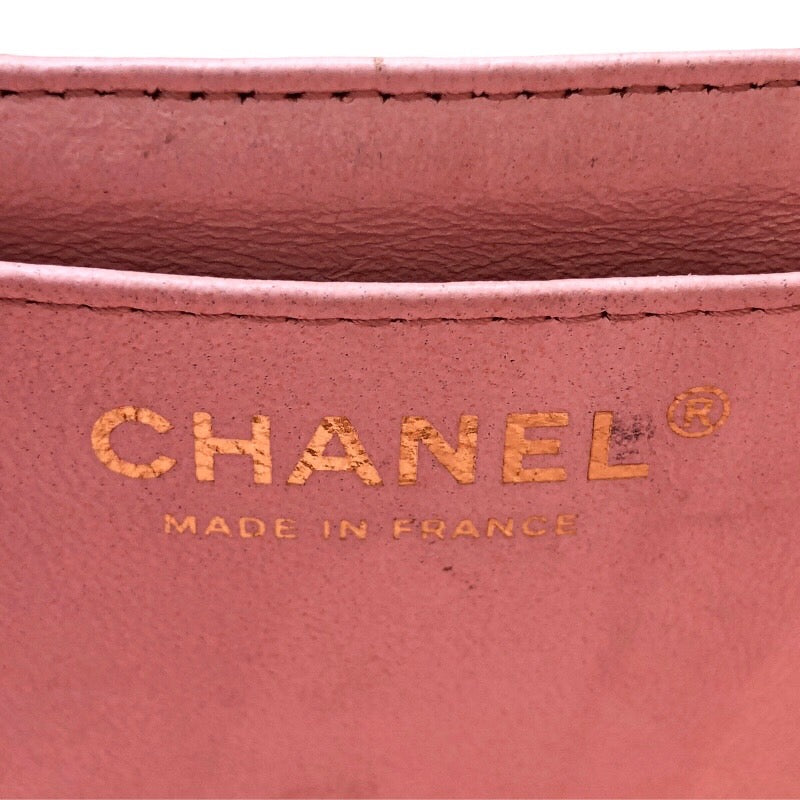 シャネル CHANEL ミニマトラッセ20 ピンク/プリント/ゴールド金具 サテン レディース ショルダーバッグ