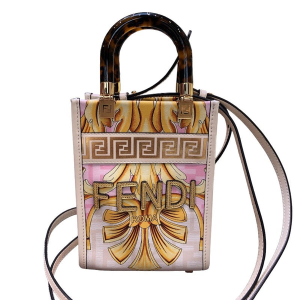 フェンディ FENDI FENDACE ミニサンシャインショッパー 8BS051 ベージュ/マルチ レザー レディース ショルダーバッグ