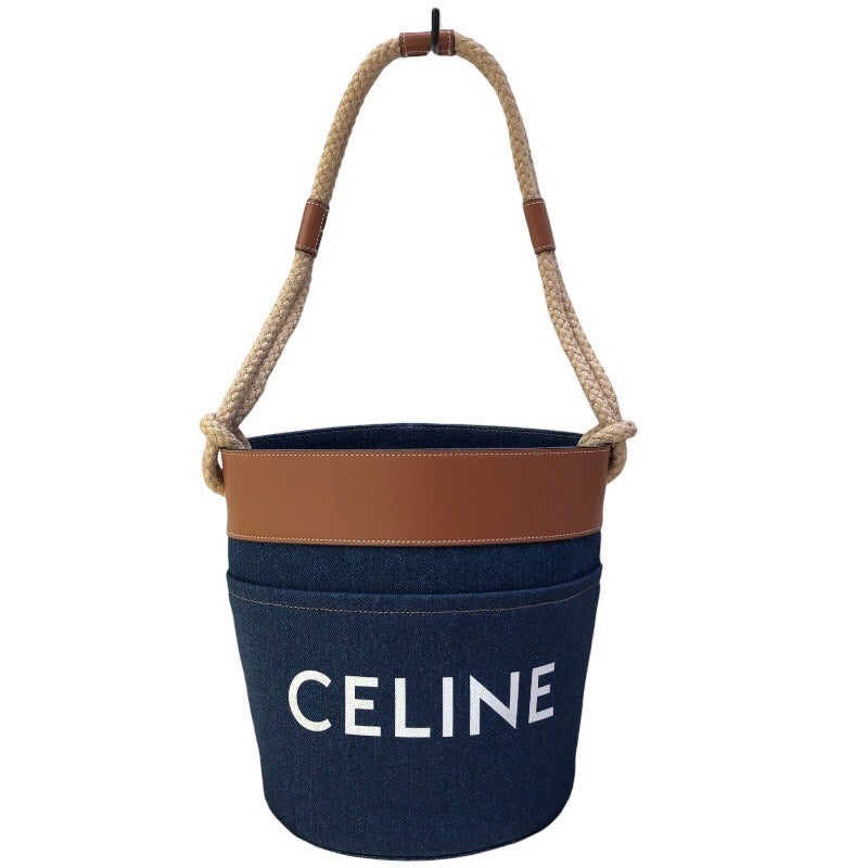 セリーヌ CELINE バケットバッグ 196272 インディゴ/ブラウン デニム レディース ショルダーバッグ