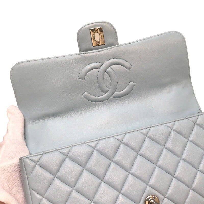 シャネル CHANEL 親バッグ A04193 ライトブルー/シルバー金具 カーフ レディース ハンドバッグ