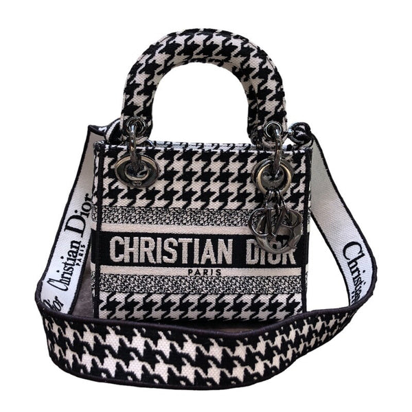 クリスチャン・ディオール Christian Dior カナージュディライト ブラック/ホワイト キャンバス レディース ショルダーバッグ