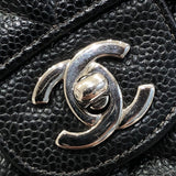 シャネル CHANEL マトラッセ25 9番台 ブラック×シルバー金具 キャビアスキン レディース ショルダーバッグ