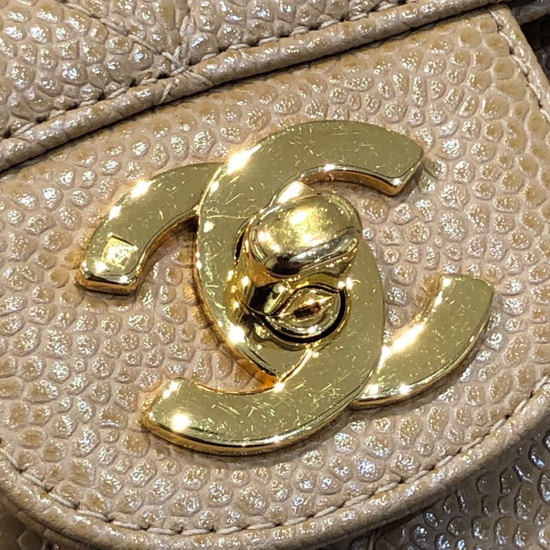 シャネル CHANEL マトラッセ25 A01112　6番台 ベージュ×ゴールド金具 キャビアスキン レディース ショルダーバッグ