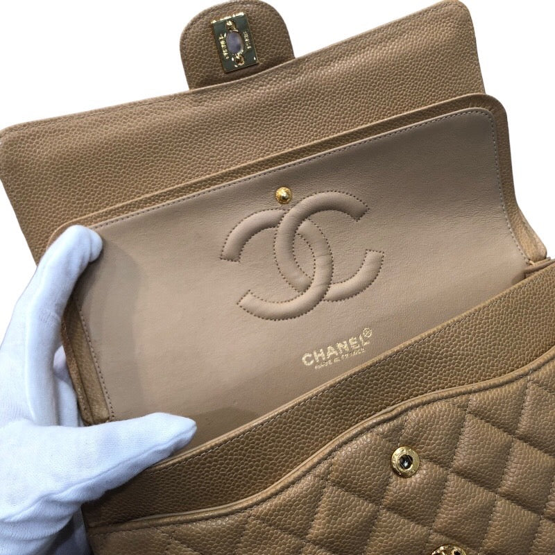 シャネル CHANEL マトラッセ25 A01112　6番台 ベージュ×ゴールド金具 キャビアスキン レディース ショルダーバッグ