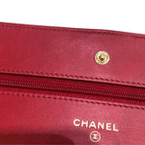 シャネル CHANEL マトラッセチェーンウォレット A33814 レッド/ゴールド金具 ラムスキン レディース ウォレットチェーン