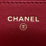 シャネル CHANEL マトラッセチェーンウォレット A33814 レッド/ゴールド金具 ラムスキン レディース ウォレットチェーン