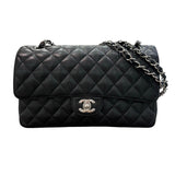 シャネル CHANEL マトラッセ25 A01112　23番台 ブラック×シルバー金具 キャビアスキン レディース ショルダーバッグ