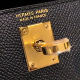 エルメス HERMES ミニケリー2 W刻印 ブラック x ゴールド金具 エプソン レディース ショルダーバッグ