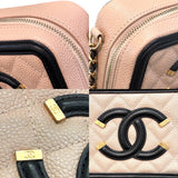 シャネル CHANEL CCフィリグリーミニバニティ A93342　27番台 ベージュ×ブラック×ゴールド金具 キャビアスキン レディース ショルダーバッグ