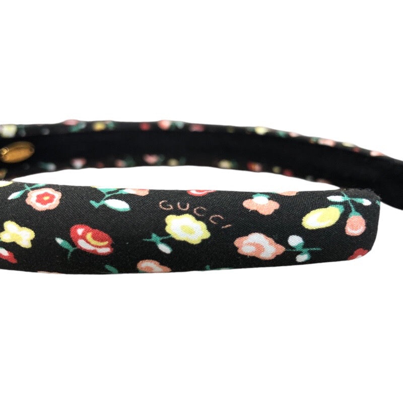 グッチ GUCCI フラワーカチューシャ ブラック コットン レディース その他ファッション雑貨