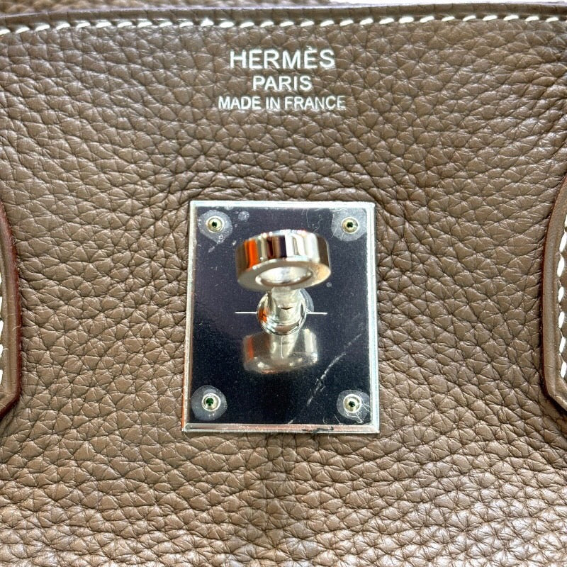 エルメス HERMES バーキン35 □R刻印 エトゥープ×シルバー金具 トゴ レディース ハンドバッグ