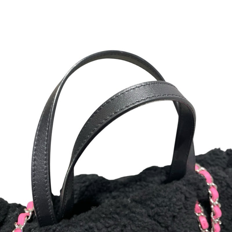 シャネル CHANEL ココネージュマトラッセチェーンショルダー AS0981 ブラック・ピンク ツイード・ムートン レディース ショルダーバッグ