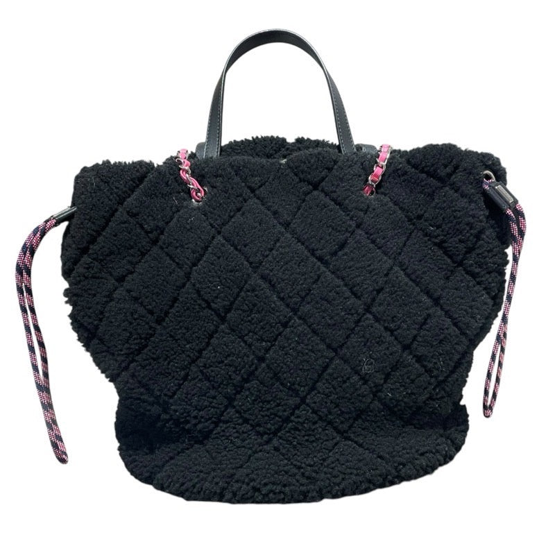 シャネル CHANEL ココネージュマトラッセチェーンショルダー AS0981 ブラック・ピンク ツイード・ムートン レディース ショルダーバッグ