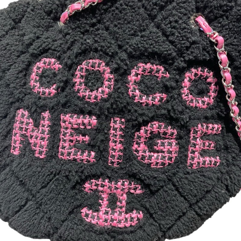 シャネル CHANEL ココネージュマトラッセチェーンショルダー AS0981 ブラック・ピンク ツイード・ムートン レディース ショルダーバッグ